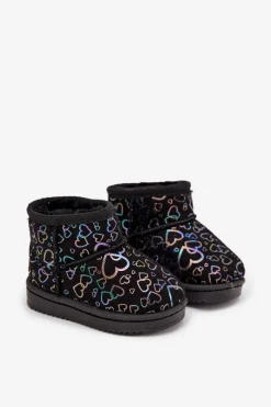 Clearance Śniegowce Dziecięce W Serduszka Czarne Calivine Dzieci Dziewczęce|Dziewczęce