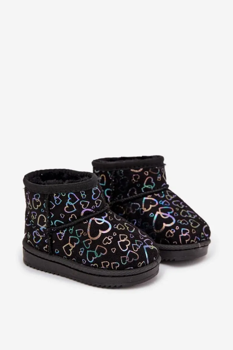Clearance Śniegowce Dziecięce W Serduszka Czarne Calivine Dzieci Dziewczęce|Dziewczęce