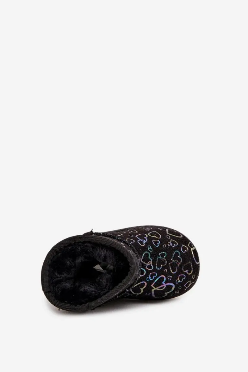 Clearance Śniegowce Dziecięce W Serduszka Czarne Calivine Dzieci Dziewczęce|Dziewczęce