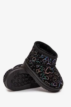 Clearance Śniegowce Dziecięce W Serduszka Czarne Calivine Dzieci Dziewczęce|Dziewczęce