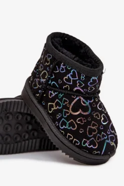 Clearance Śniegowce Dziecięce W Serduszka Czarne Calivine Dzieci Dziewczęce|Dziewczęce