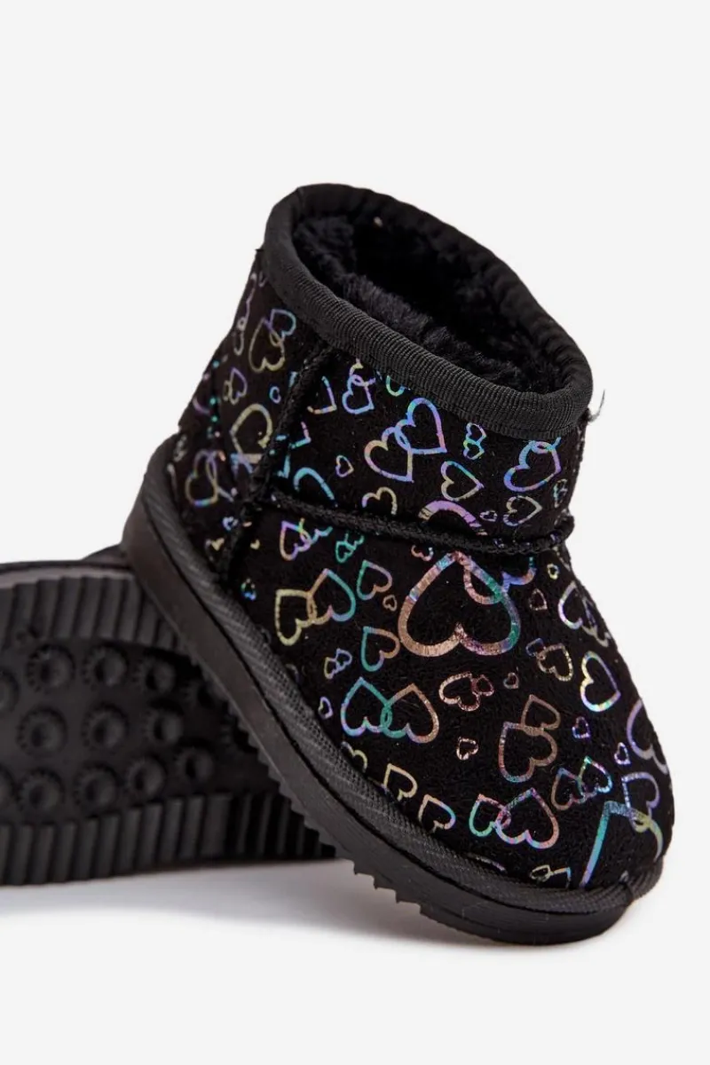 Clearance Śniegowce Dziecięce W Serduszka Czarne Calivine Dzieci Dziewczęce|Dziewczęce