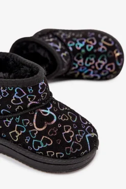Clearance Śniegowce Dziecięce W Serduszka Czarne Calivine Dzieci Dziewczęce|Dziewczęce