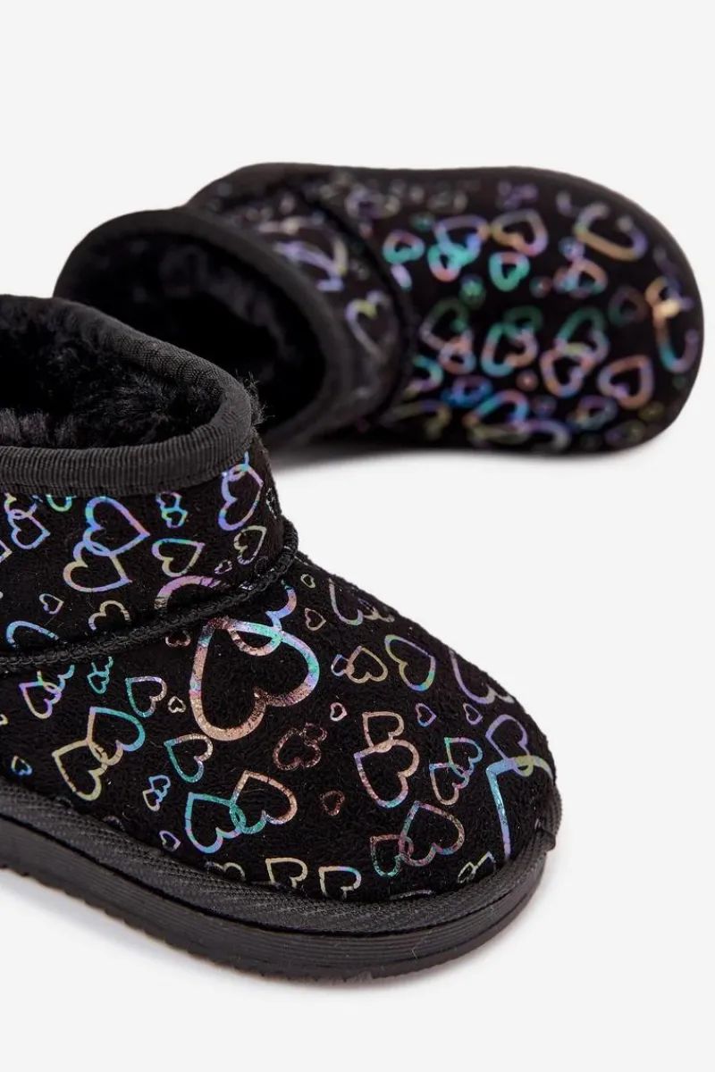 Clearance Śniegowce Dziecięce W Serduszka Czarne Calivine Dzieci Dziewczęce|Dziewczęce