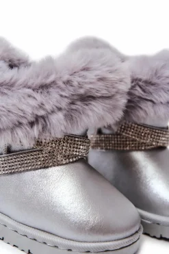 Sale Śniegowce Dziecięce Z Cyrkoniami Srebrne Hollee Dzieci Dziewczęce