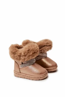 Outlet Śniegowce Dziecięce Z Cyrkoniami Złote Hollee Dzieci Dziewczęce