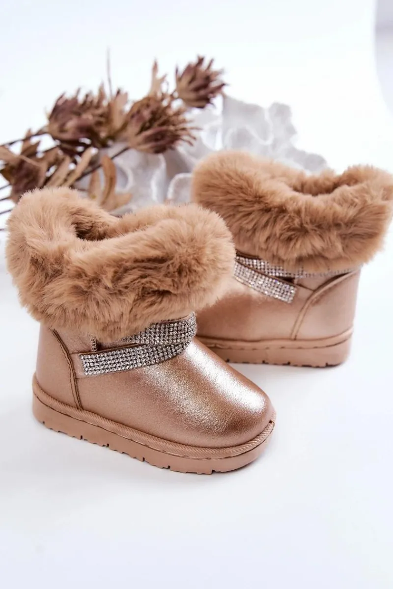 Outlet Śniegowce Dziecięce Z Cyrkoniami Złote Hollee Dzieci Dziewczęce