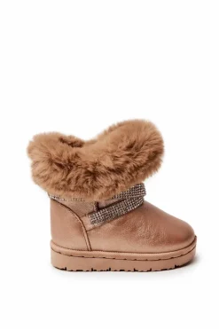 Outlet Śniegowce Dziecięce Z Cyrkoniami Złote Hollee Dzieci Dziewczęce