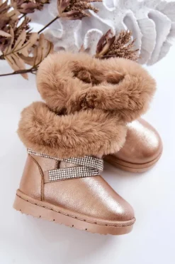 Outlet Śniegowce Dziecięce Z Cyrkoniami Złote Hollee Dzieci Dziewczęce