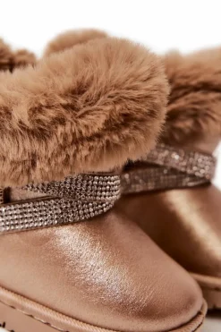 Outlet Śniegowce Dziecięce Z Cyrkoniami Złote Hollee Dzieci Dziewczęce