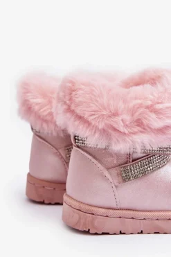 Sale Śniegowce Dziecięce Z Cyrkoniami Różowe Hollee Dzieci Dziewczęce