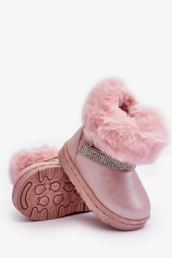 Sale Śniegowce Dziecięce Z Cyrkoniami Różowe Hollee Dzieci Dziewczęce