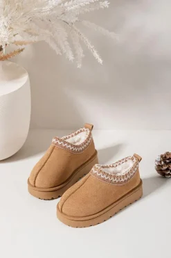 Best Boto Śniegowce Dziecięce Z Haftem Camel Prina Brązowy