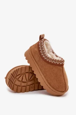 Best Boto Śniegowce Dziecięce Z Haftem Camel Prina Brązowy