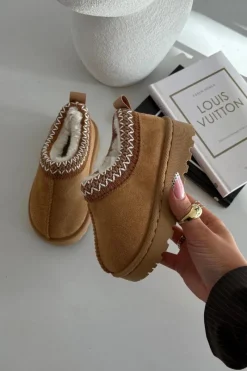 Best Boto Śniegowce Dziecięce Z Haftem Camel Prina Brązowy