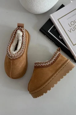 Best Boto Śniegowce Dziecięce Z Haftem Camel Prina Brązowy