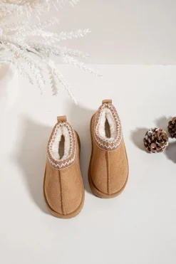 Best Boto Śniegowce Dziecięce Z Haftem Camel Prina Brązowy