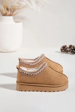 Best Boto Śniegowce Dziecięce Z Haftem Camel Prina Brązowy