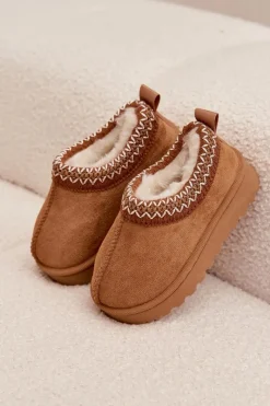 Best Boto Śniegowce Dziecięce Z Haftem Camel Prina Brązowy