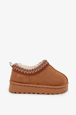 Best Boto Śniegowce Dziecięce Z Haftem Camel Prina Brązowy