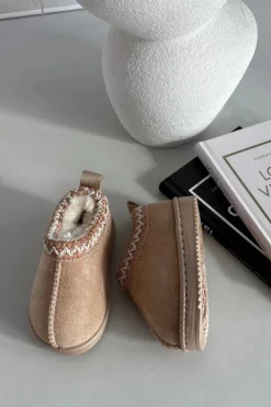 Clearance Śniegowce Dziecięce Z Haftem Beżowe Prina Dzieci Dziewczęce