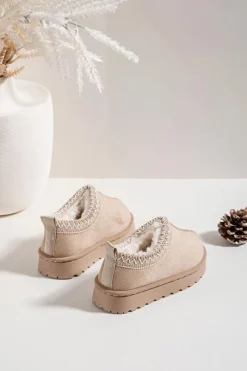 Clearance Śniegowce Dziecięce Z Haftem Beżowe Prina Dzieci Dziewczęce