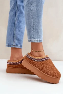 Śniegowce Damskie|Kapcie Klasyczne></noscript>Boto Śniegowce Kapcie Na Platformie Z Futerkiem Typu Baranek Camel Ovirissa