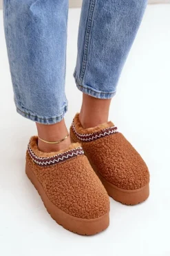 Śniegowce Damskie|Kapcie Klasyczne></noscript>Boto Śniegowce Kapcie Na Platformie Z Futerkiem Typu Baranek Camel Ovirissa