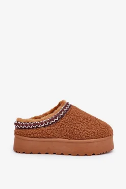 Śniegowce Damskie|Kapcie Klasyczne></noscript>Boto Śniegowce Kapcie Na Platformie Z Futerkiem Typu Baranek Camel Ovirissa