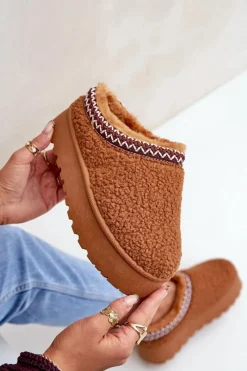 Śniegowce Damskie|Kapcie Klasyczne></noscript>Boto Śniegowce Kapcie Na Platformie Z Futerkiem Typu Baranek Camel Ovirissa