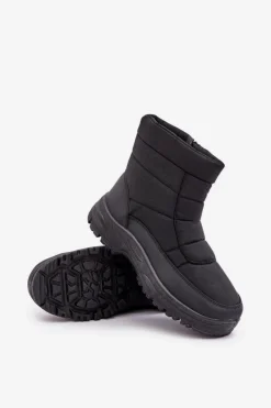 Botki Męskie></noscript>Boto Śniegowce Męskie Na Zamek Ocieplane Futerkiem Czarne Linnora