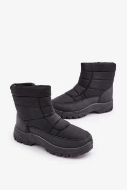 Botki Męskie></noscript>Boto Śniegowce Męskie Na Zamek Ocieplane Futerkiem Czarne Linnora