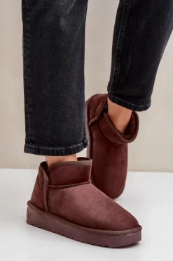 Śniegowce Damskie>D.Franklin Śniegowce Na Platformie Damskie DFSH370010 Czekoladowe Brązowy