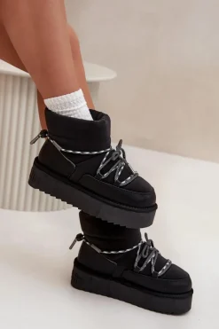 Clearance Śniegowce Na Platformie DFSH371015 Czarne Damskie Śniegowce Damskie