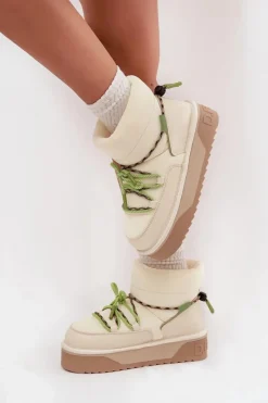 Śniegowce Damskie></noscript>D.Franklin Śniegowce Na Platformie DFSH371015 Jasnobeżowe Beżowy