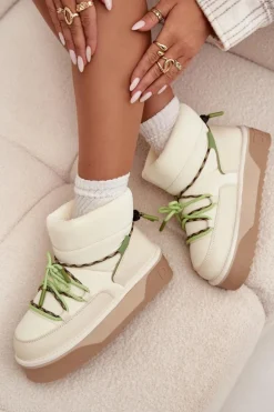 Śniegowce Damskie></noscript>D.Franklin Śniegowce Na Platformie DFSH371015 Jasnobeżowe Beżowy