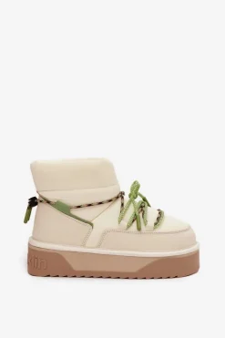 Śniegowce Damskie></noscript>D.Franklin Śniegowce Na Platformie DFSH371015 Jasnobeżowe Beżowy