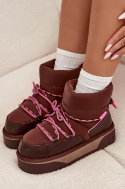 Śniegowce Damskie></noscript>D.Franklin Śniegowce Na Platformie DFSH371015 Czekoladowe Brązowy