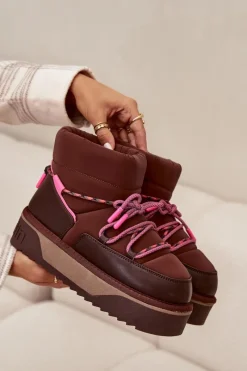 Śniegowce Damskie></noscript>D.Franklin Śniegowce Na Platformie DFSH371015 Czekoladowe Brązowy