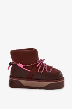 Śniegowce Damskie></noscript>D.Franklin Śniegowce Na Platformie DFSH371015 Czekoladowe Brązowy