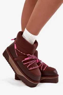 Śniegowce Damskie></noscript>D.Franklin Śniegowce Na Platformie DFSH371015 Czekoladowe Brązowy