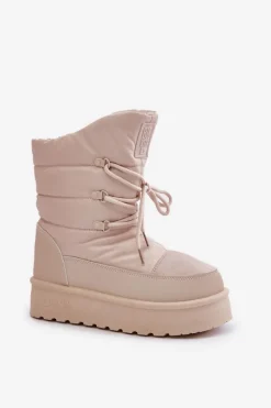 Discount Big Star Shoes Śniegowce Na Platformie Na Zamek Big Star OO274885 Beżowe Beżowy