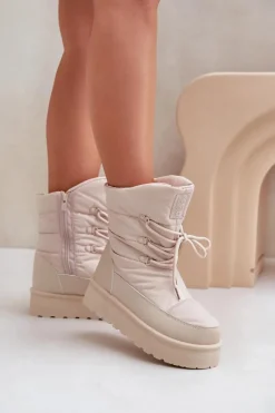 Discount Big Star Shoes Śniegowce Na Platformie Na Zamek Big Star OO274885 Beżowe Beżowy