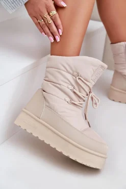 Discount Big Star Shoes Śniegowce Na Platformie Na Zamek Big Star OO274885 Beżowe Beżowy