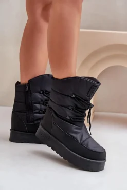 New Śniegowce Na Platformie Na Zamek Big Star OO274884 Czarne Damskie Śniegowce Damskie