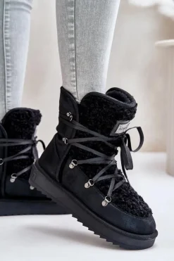 Sale D.Franklin Śniegowce Na Platformie Wegańskie DFSH370004 Czarne Czarny