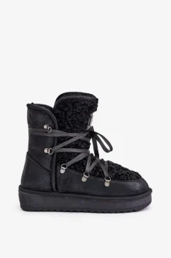 Sale D.Franklin Śniegowce Na Platformie Wegańskie DFSH370004 Czarne Czarny