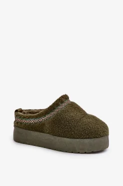 Śniegowce Damskie|Kapcie Klasyczne></noscript>Boto Śniegowce Na Platformie Z Futerkiem Typu Baranek Ciemnozielone Mesirra