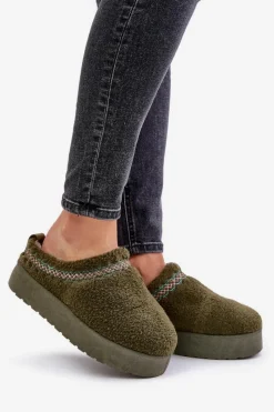 Śniegowce Damskie|Kapcie Klasyczne></noscript>Boto Śniegowce Na Platformie Z Futerkiem Typu Baranek Ciemnozielone Mesirra