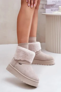 Online Big Star Shoes Śniegowce Na Platformie Z Futerkiem Big Star OO274A107 Jasnobeżowe Beżowy